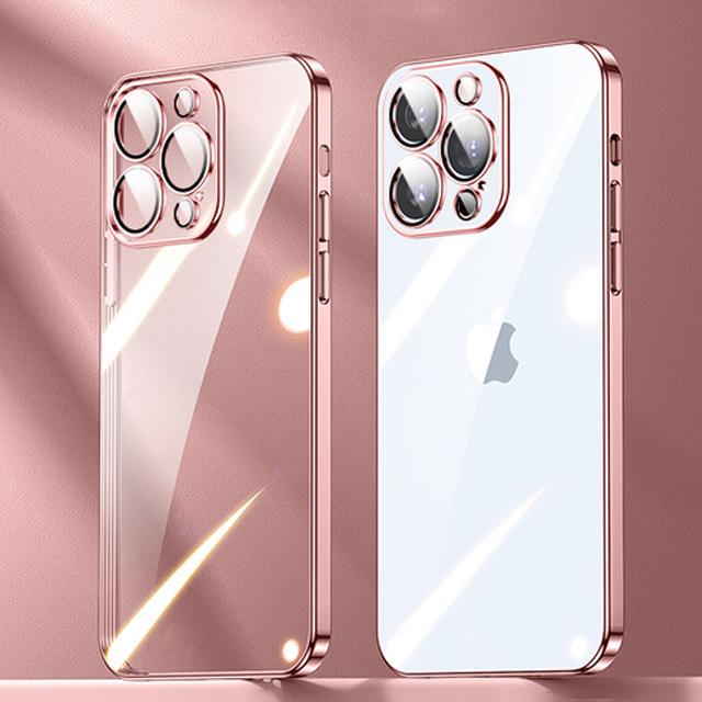 Plating Frame With Lens Protection Film Clear Phone Case For Iphone 14 13 12 11 Pro Max Xs Mini Xr X 7 8 Plus Se 2022 2020 Cover