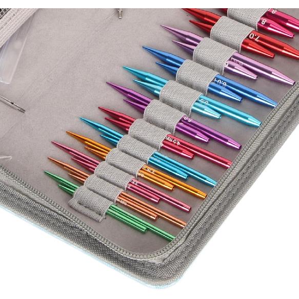 TOPINCN Interchangeable Circular Knitting Needles Set with Storage Bag 3 to 8mm Assorted Colors Circular Needle Set for DIY Craft