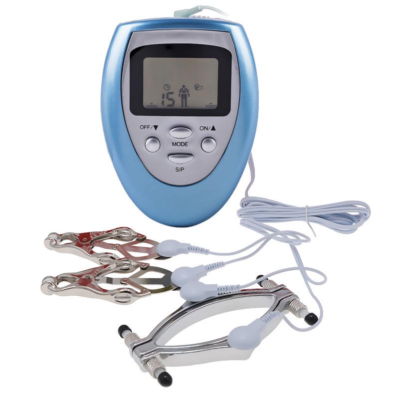 Electric Shock Nipple Clamp Yin Clip Combination Suit Female Sexy Alternative Climax Couple Game Interactive Playing Tool