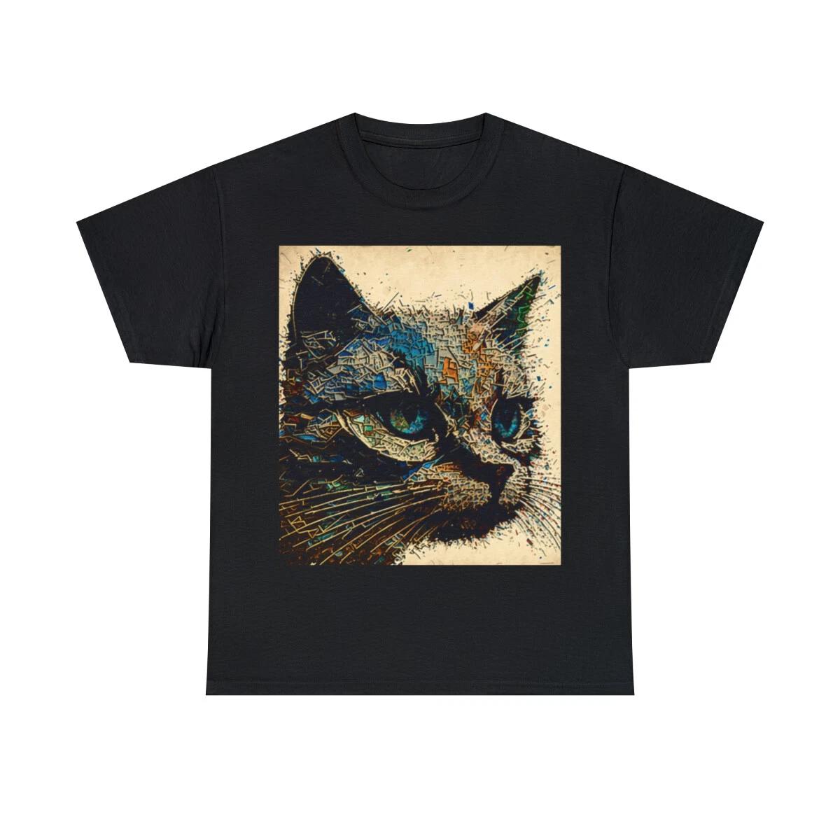 Vintage Style Cat T Shirt Unisex Adult Trippy Abstract Feline Pet Lover Novelty XL