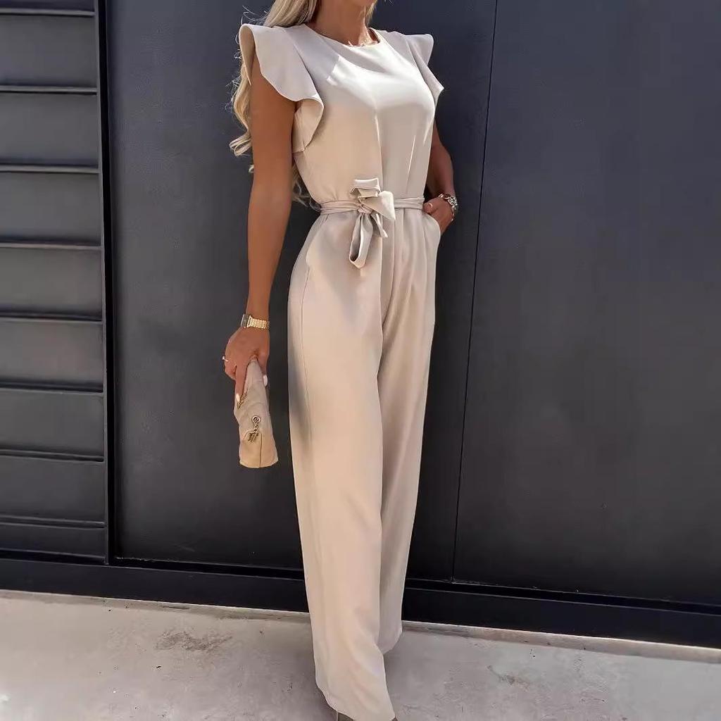Pendler-Jumpsuit mit hoher Taille und Taillenband