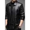 Men's soft leather jacket spring new middle-aged and elderly dad wear business casual leather jacket for men