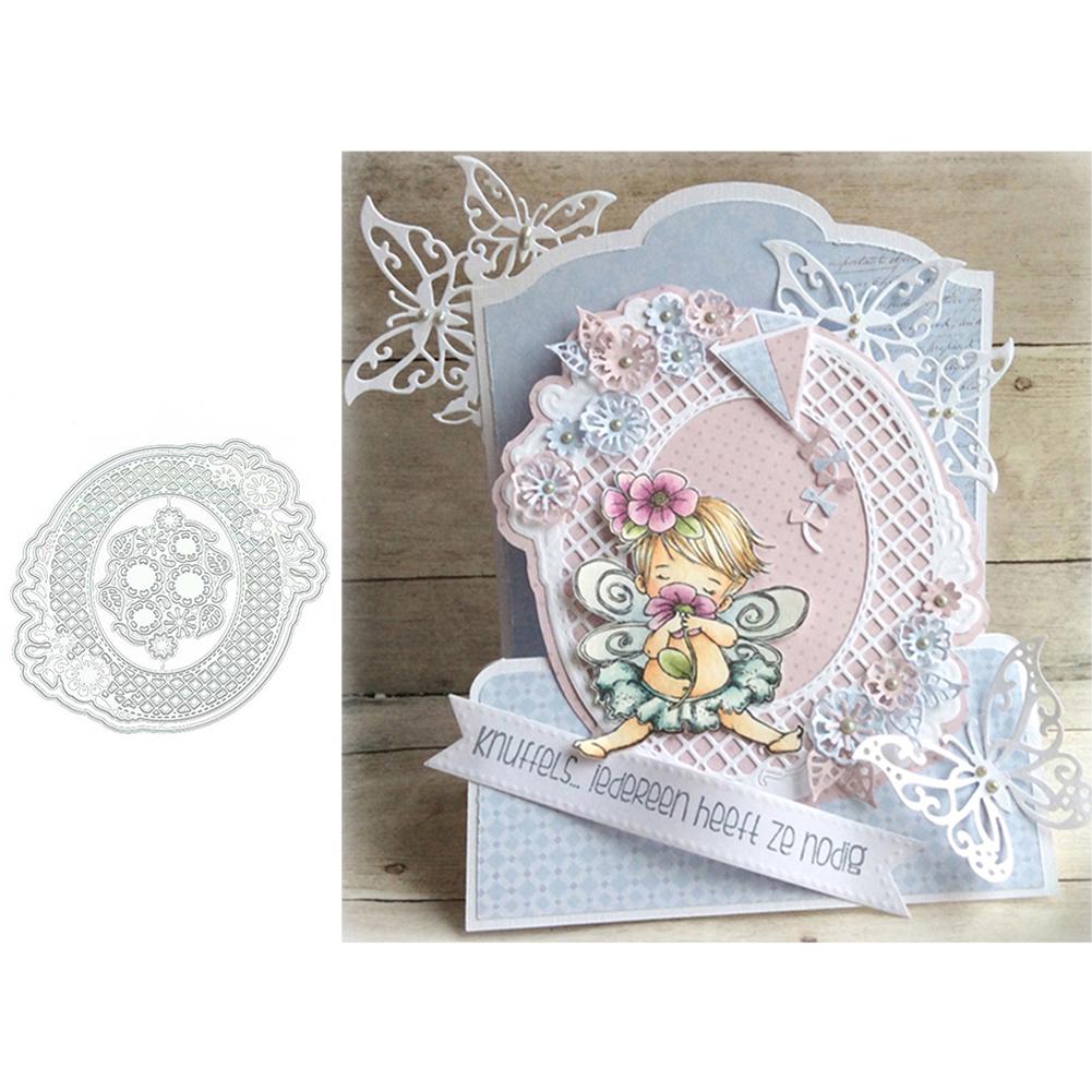 Buy BL Oval Frame Lace Cutting Dies DIY Scrapbook Paper Card Album ...