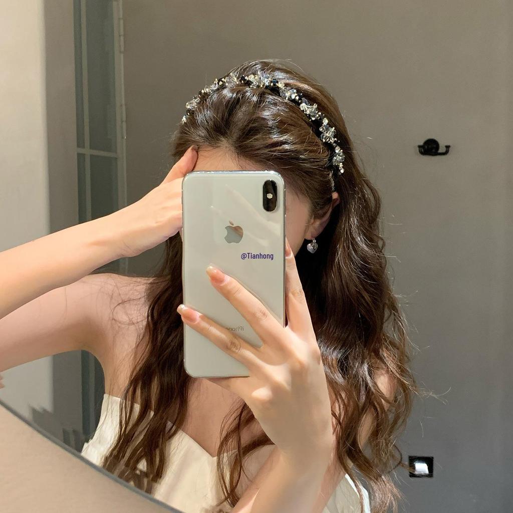Korean Rhinestone Wave Headband with Teeth - Non-slip, High Skull Top Hair Clip