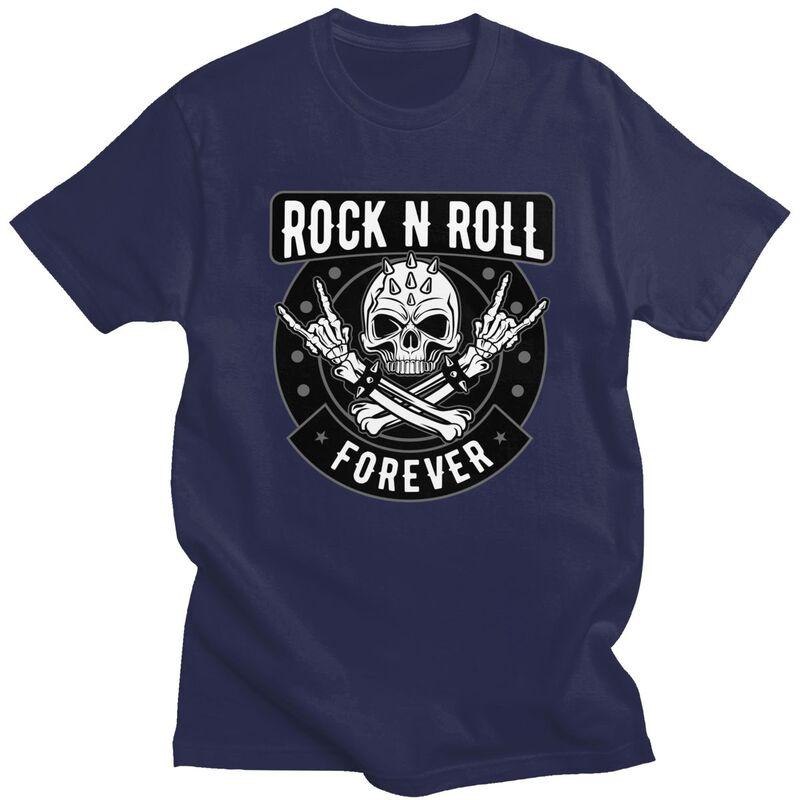Custom Heavy Metal Rock N Roll Skull Tshirt for Men Short Sleeve T Shirt Cool Tshirts Slim Fit 100 Cotton Tee Gift