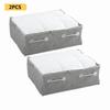 2 Compartment Underbed Storage Bin Set Zippered Organizer Shoes Clothing Accessories Padded Top Durable Gray Fabric Easy Access