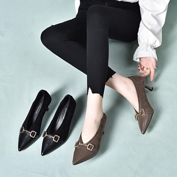High heels women's spring new simple pointed thin high heels single shoes shallow mouth low top fashion women's shoes