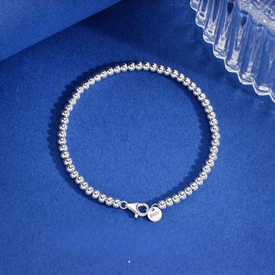Bracelet de Perles Rondes Brillantes 3MM Bracelet Simple Géométrique Polyvalent pour Femmes