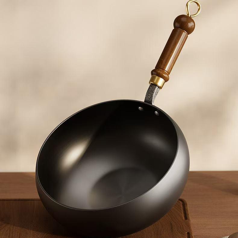 Big Belly Pot Household Stir Fry Pot Uncoated Non Stick Pot Handmade Iron Pot Cooked Iron Pot Stir Fry Pot Big Belly Iron Pot
