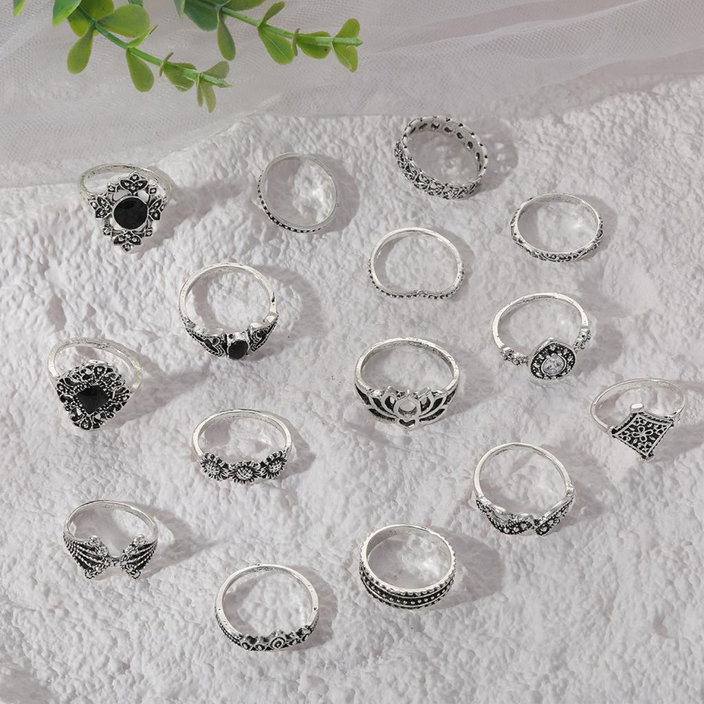 Fashion Women's 15 Piece Ring Set - Ladies Ring  Metal Ring Glossy Ring  Metal Ring Holiday Gift