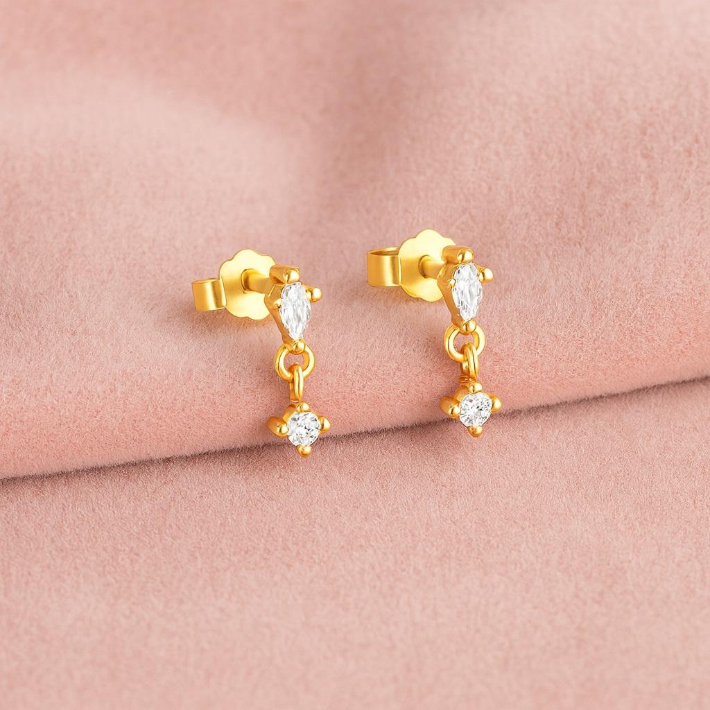 Minimalistische Hängeohrringe - 925er Sterlingsilber, Gold plattiert