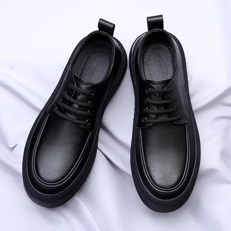 Men's Genuine Leather Casual Shoes Black white Sneakers Men Autumn Man Fashion Handmade Outdoor Leisure Walk Flats men shoes