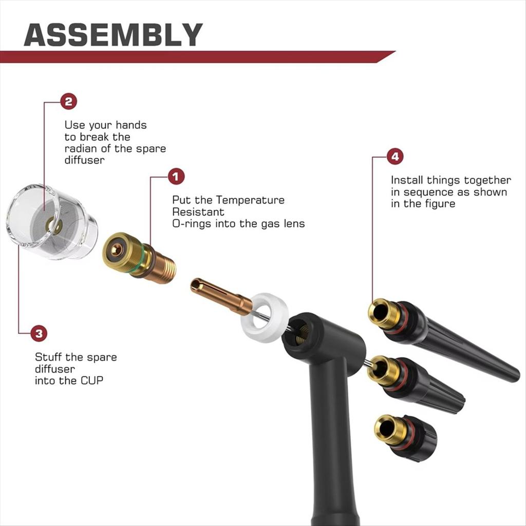 BHBL 71pcs TIG Welding Torch Accessories Kit Alumina Nozzle Collets Body Stubby Lens 12 Glass Cup Consumables Kit