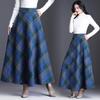 Jupe à carreaux grande taille 3XL pour femmes, épaisse, chaude, élégante, taille haute, longue, décontractée, en laine, pour l'hiver