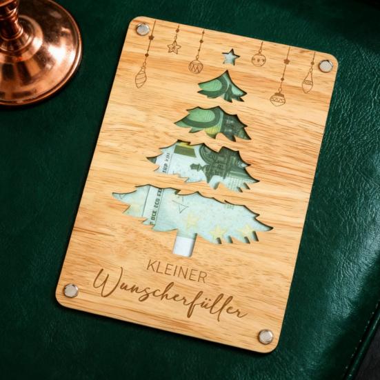 Wooden Crafts German Blessings Engraved Money Tree Board Double-Sided Traditional Wooden Holiday Gift