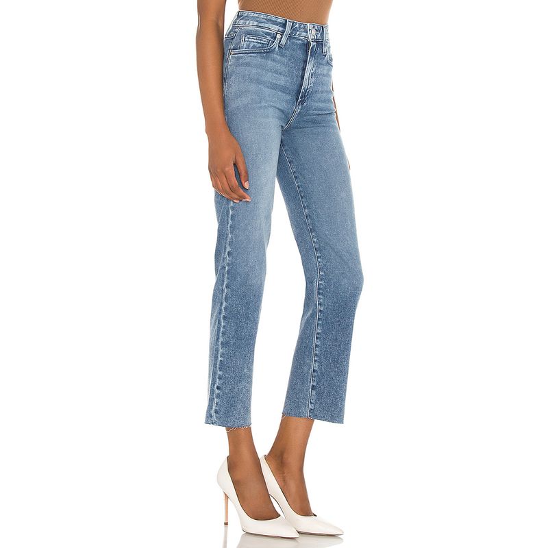 1 Piece, 5 Fold for 2 Pieces, Foreign Trade Original Garment Export USA High Waist Snowflake Blue Autumn Slimming Cut Edge, Slightly Cut Capri Jeans