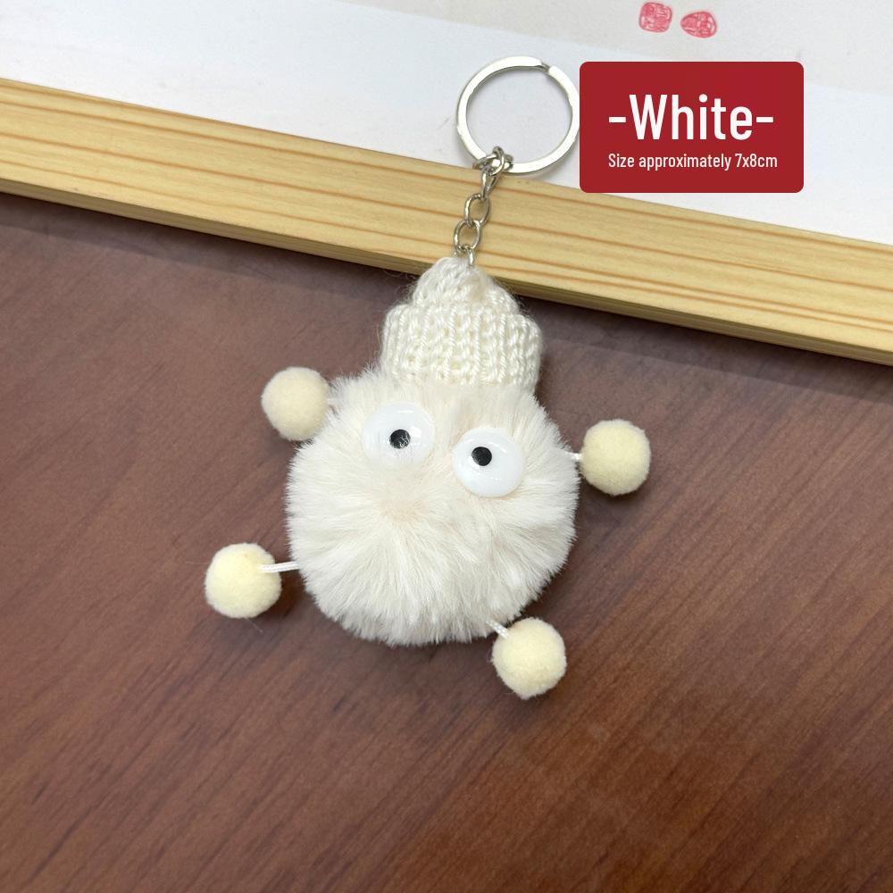 

Очаровательный плюшевый брелок в виде Сажинки с большими глазами - Идеальный шарм для сумки и подарок для пары белый
