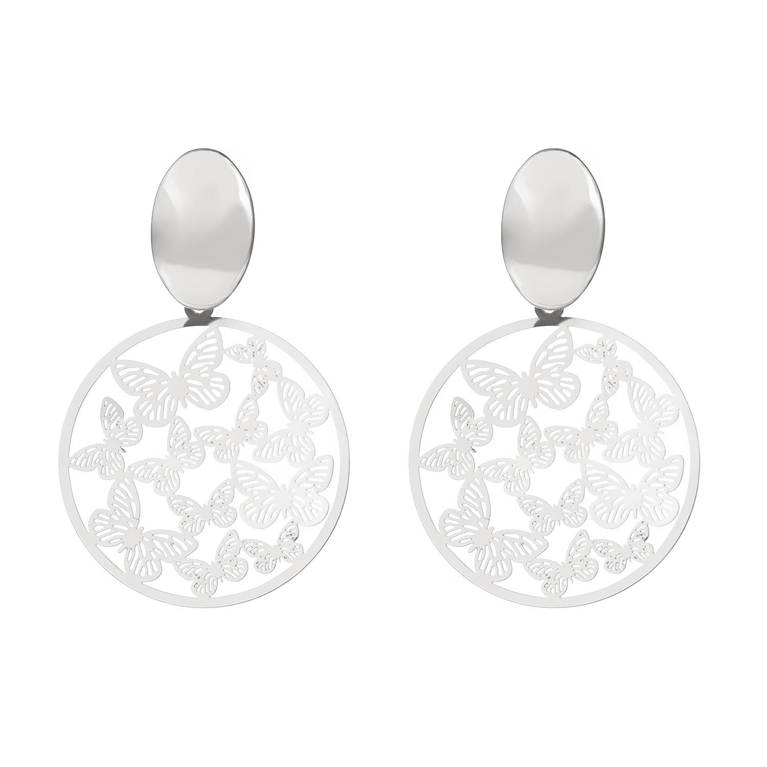 

Fashionable Elegant Valentine Day Hollowed Out Rhinestone Alloy Butterfly Heart Shaped Earrings For Women 1 pair