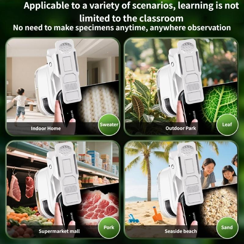 Children Educational Microscope Portable Design with 10X 30X 60X Magnification and Phone Clip for Classroom Learning