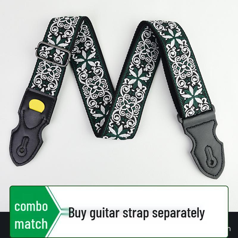 Premium Embroidered Guitar Strap - Thick, Long, and Adjustable for Acoustic and Electric Guitars
