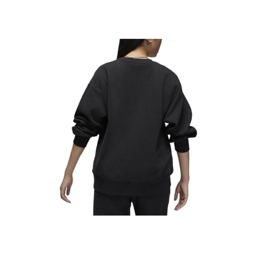 Jordan Solid Color Casual Loose Fleece-Lined Pullover Long Sleeve Sweatshirt Women Tops Black DQ4600-010