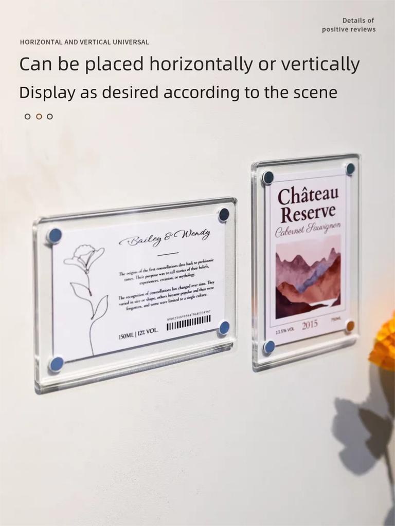 2pcs Creative and Funny Acrylic Small Photo Frame Refrigerator Magnets Cute Rsoftigerator Magnets Whiteboard Sticker