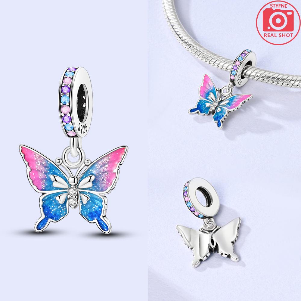 Colorful Butterfly Sparkling Zircon Fashion Copper Charms Beads Fit Qikaola Original Bracelets Diy Anniversary Jewelry