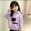 Latest model Cartoon Black Cat Pink Ribbon Hello My Kitten Loose Hoodie for Children's Daily Sports Large Size Hooded Sweatshirt