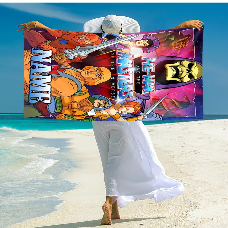 Personalized customized proof beach towel with He-Man and the Masters of the Universe pattern - soft, absorbent,quick-drying,perfect swimming,camping&