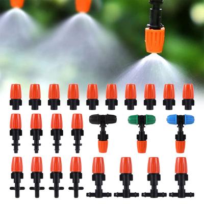 Garden Mist Irrigation Sprinkler 1/4" Pipe Fog Nozzle with Tee Anti Drip Connector Plant Flower Watering Atomize Micro-Sprayer
