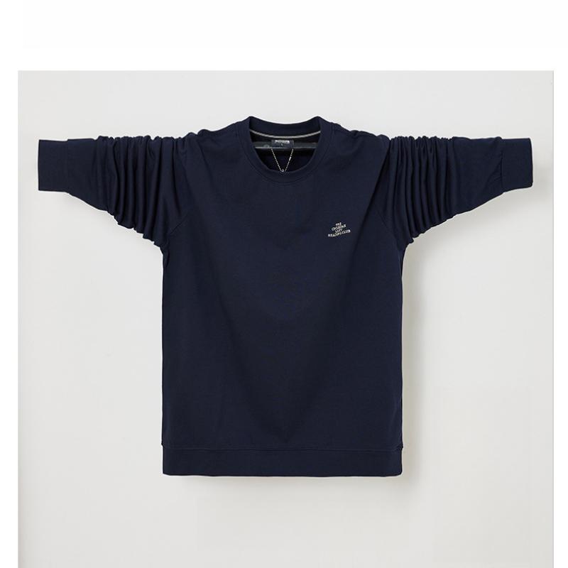 

Корейская версия новой свободной большой мужской теплой повседневной спортивной футболки-свитера с лацканами, легкой, мягкой, немнущейся, дышащей, хлопковой, с длинным рукавом XL тёмно-синий