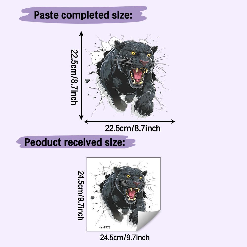 

Self-adhesive 3D Wall Stickers Fierce Black Panther Breaking Through Wall for Kids Room Bedroom Home Decor 25x25cm різнокольоровий