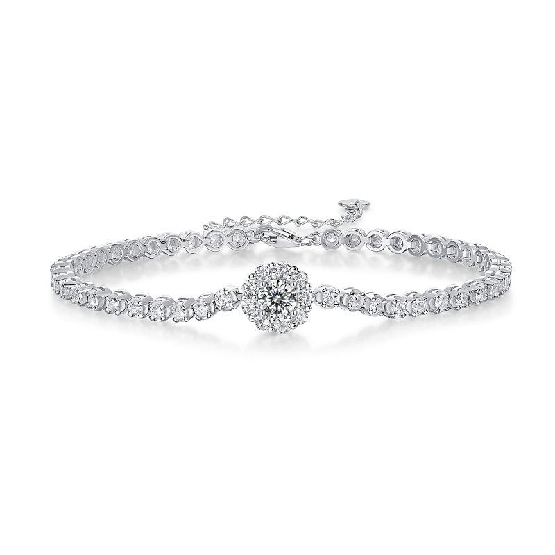 

Moissanite Non-Fading S925 Sterling Silver Women s Luxury Bracelet