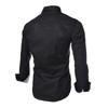 Herren Mode Lässig Langarm Schmal Geschnitten Farbe Anzug Hemd Oberteil Bluse