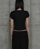 ETRE AU SOMMET Drape Pintuck Zipper Roll-Up Short Top (Black)