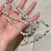 Retro Multi-layer Pearl Fringed Necklace, Long Stacked Neck Chain, Retro Gypsy Water Drop Sweater Chain