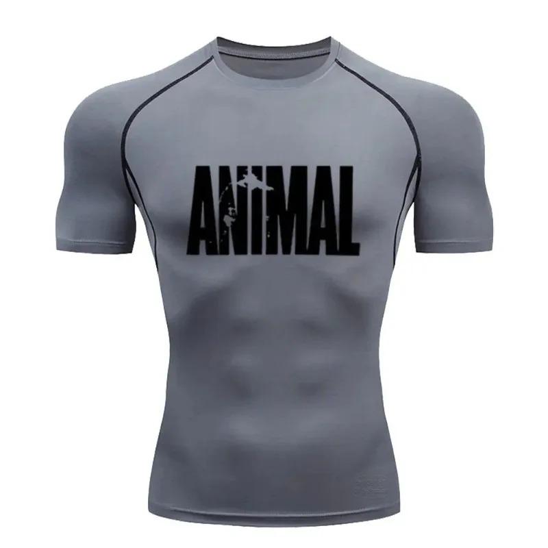 Men's Quick-drying Sports T-shirt Training Clothes Summer Fitness Stretch Breathable Short-sleeved Workout Tops Sweat Absorbing Tight Fit