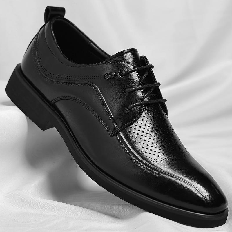 Men's 2025 Large Size Leather Shoes Brock Business Trend Men's Formal Wear British Style Commuter Shoes