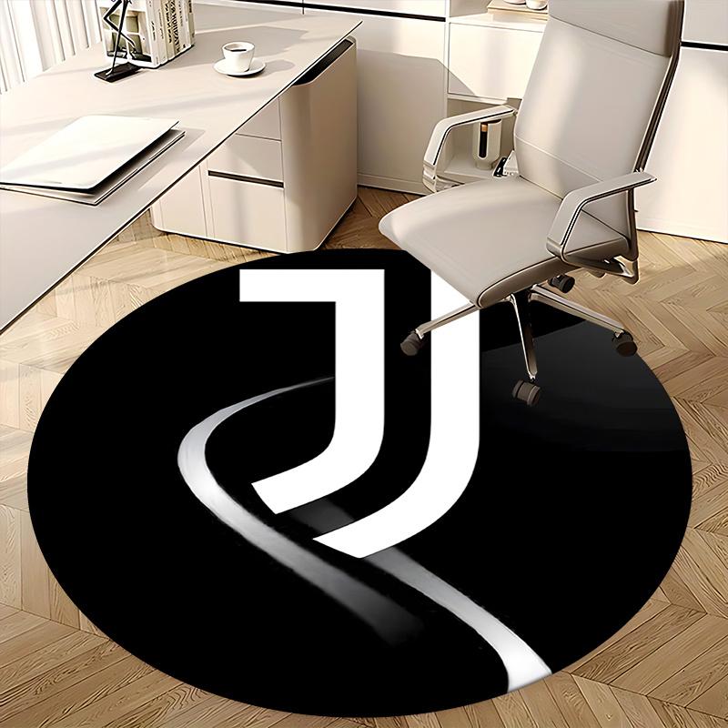 JUVENTUS, LOGO Mata pod krzesło Okrągły dywanik Dywanik biurowy, Można prać w pralce, Antypoślizgowy, Odpowiedni do salonów, sypialni