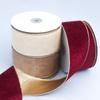 5cm 10 Yards Solid Color Christmas Tree Wrapping Decorative Ribbon Christmas Wire Gold Border Velvet Ribbon Decoration Tie