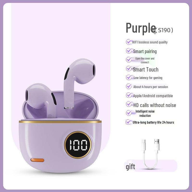 2025 S190 Ekte Trådløse Bluetooth-ørepropper - Høy Kvalitetslyd, Lav Latens, Komfortable for Langvarig Bruk
