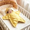 Cute Star Shape Sleeping Bag Starfish Baby Sleep Sack, Soft Knitted Full Body Swaddle Blanket with Infant Cocoon Hood for Newborn, Anti Kick Warm Bag,