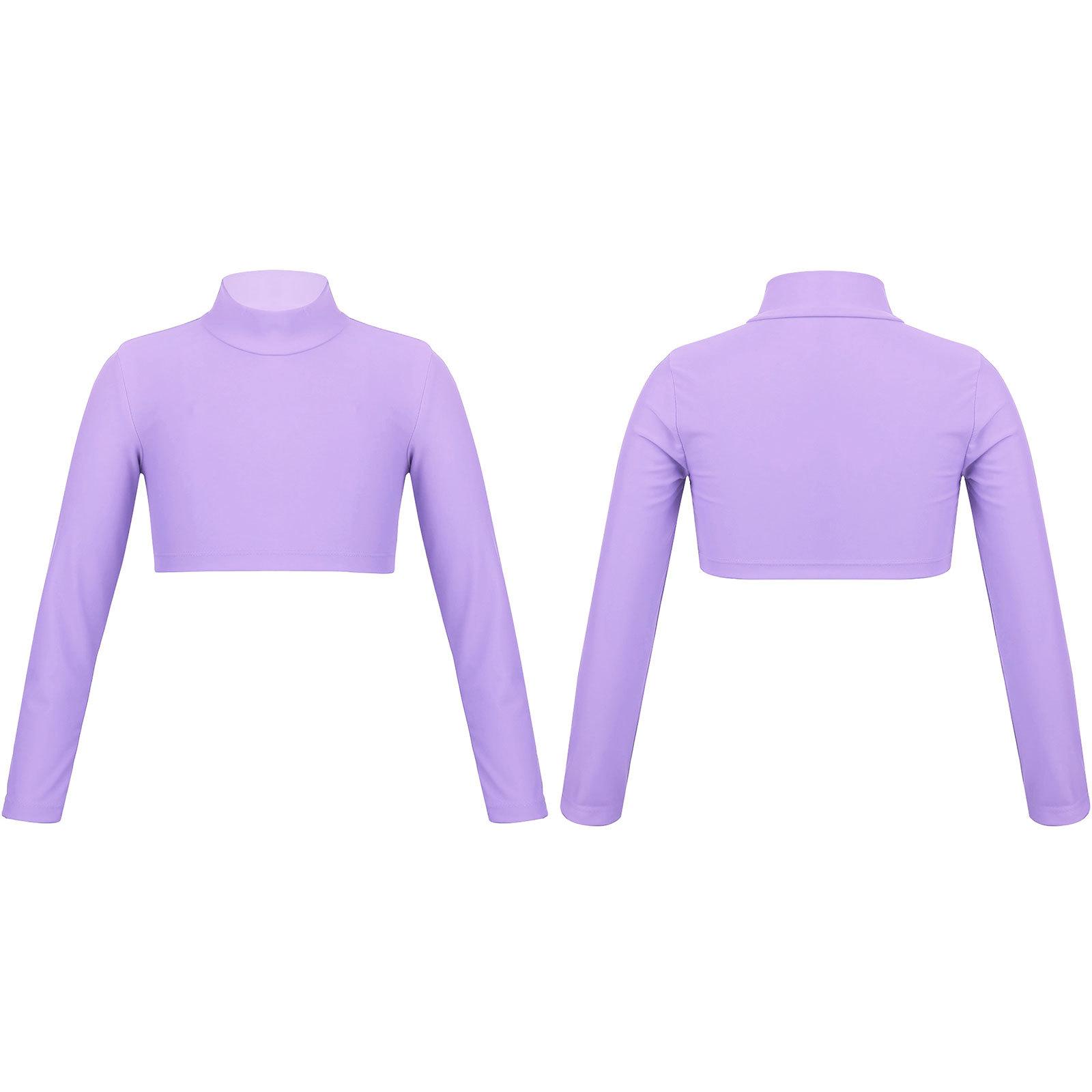 

Діти, дівчата, класичний хіп-хоп, джаз, танцювальний укорочений топ, балетний танцювальний костюм, спортивні футболки з довгим рукавом 11-12 Years лавандовий