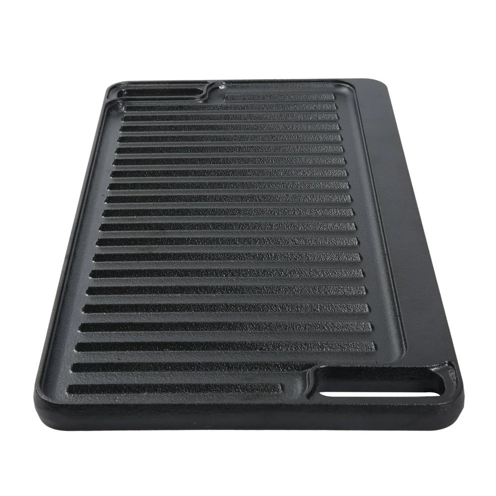 16 Inch Pre-Seasoned Cast Iron Grill Griddle Pan Nonstick Dual Use Reversible Cooking Surface Campfire Outdoor Indoor Heavy Duty