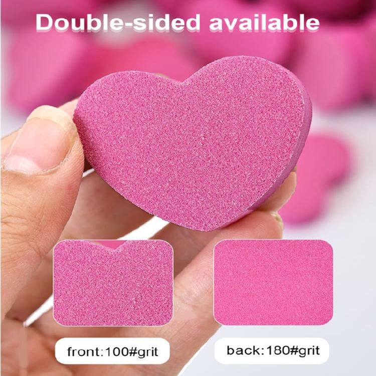 50Count Mini Nail Files with Soft Sponges Texture Heart Design Double Sided Buffers for Quick Manicure Travel Essential