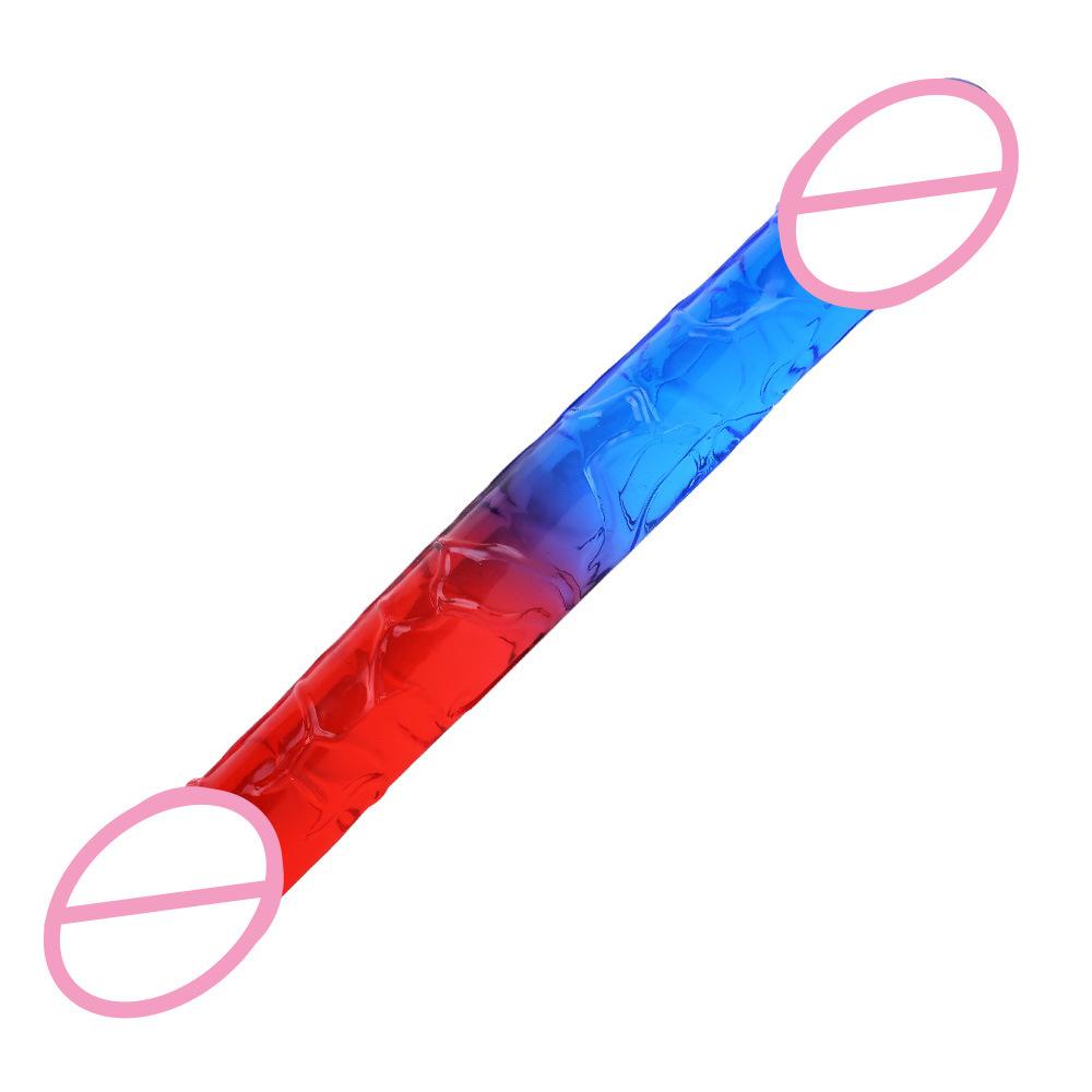 Double Head Dildo Two-Color Crystal Super Large Thick Simulation Butt Plug Lala Gay Men and Women Dildo Sexy Sex Product
