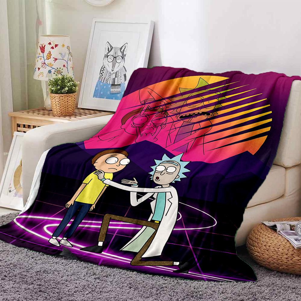 1pc Rick Morty Adventure Flannel Blanket for Super Soft Cute Comfort Blanket for Travel Bedding Couch Sofa Blanket Y82576