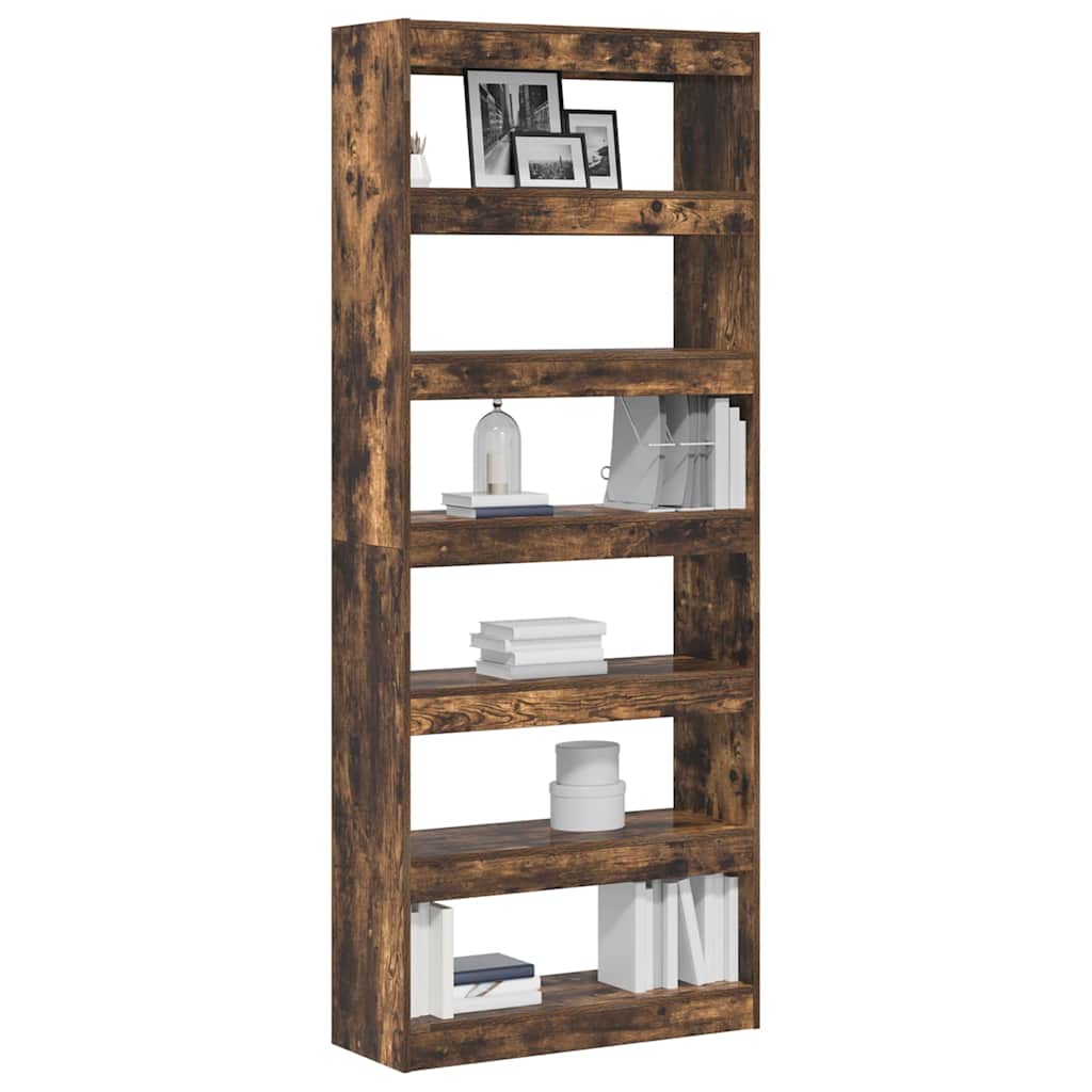 Bookshelf Smoked Oak 80 x 30 x 198 cm Engineered Wood