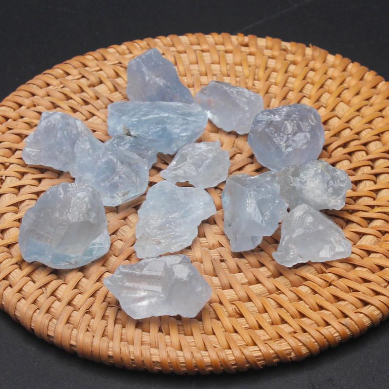 Natural Blue Celestite Mineral Quartz Crystal Rough Stone Healing Gravel