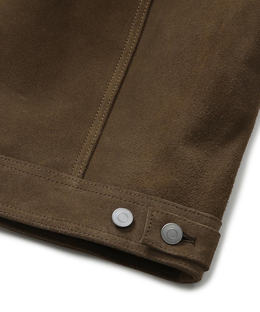 Connect Kinloch [Real Leather] Cow Suede Trucker Jacket (Brown)